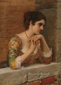 von venetian beauty on balcony lady Eugene de Blaas